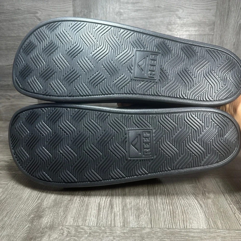 Reef Cushion Tradewind Sandals Men 13 Black Adjustable Double Strap Slide NEW